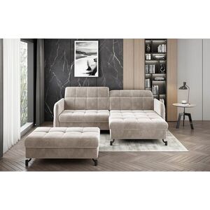 Imagine Set coltar extensibil dreapta 3 locuri si taburet ELTAP, Lor_PP_10, Lorelle, 225x160x105 cm / 100x70x45 cm, lemn/poliester, bej
