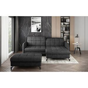 Imagine Set coltar extensibil dreapta 3 locuri si taburet ELTAP, Lor_PP_15, Lorelle, 225x160x105 cm / 100x70x45 cm, lemn/poliester, gri inchis