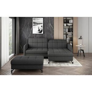 Imagine Set coltar extensibil dreapta 3 locuri si taburet ELTAP, Lor_PP_18, Lorelle, 225x160x105 cm / 100x70x45 cm, lemn/poliester, gri inchis
