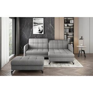 Imagine Set coltar extensibil dreapta 3 locuri si taburet ELTAP, Lor_PP_28, Lorelle, 225x160x105 cm / 100x70x45 cm, lemn/poliester, gri deschis