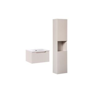 Imagine Set mobilier baie Nova Cashmere 50 cm HC, dulap suspendat si masca cu lavoar, Comad, MDF/PAL, casmir