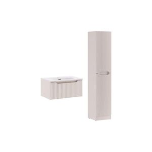 Imagine Set mobilier baie Nova Cashmere Sky 60 cm, dulap inalt si masca cu lavoar, Comad, MDF/PAL, casmir