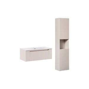 Imagine Set mobilier baie Nova Cashmere Sky 80 cm, dulap inalt si masca cu lavoar, Comad, MDF/PAL, casmir