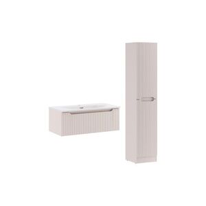 Imagine Set mobilier baie Nova Cashmere 80 cm, dulap inalt si masca cu lavoar, Comad, MDF/PAL, casmir
