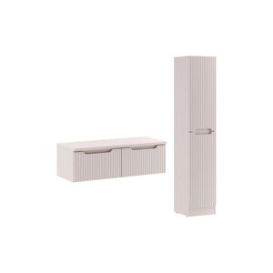 Imagine Set mobilier baie Nova Cashmere 100 cm, dulap inalt si masca dubla lavoar, Comad, MDF/PAL, casmir