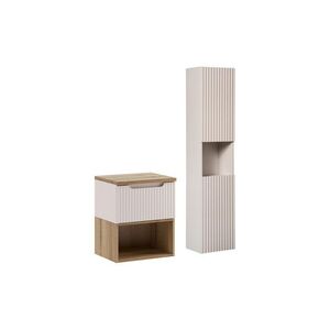 Imagine Set mobilier baie Nova Cashmere 50 cm, dulap inalt si masca lavoar, Comad, MDF/PAL, casmir