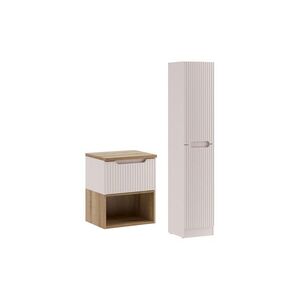 Imagine Set mobilier baie Nova Cashmere 50 cm LR HCLB, dulap suspendat si masca cu lavoar, Comad, MDF/PAL, casmir