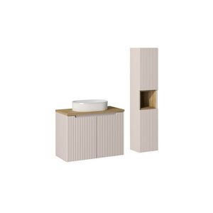 Imagine Set mobilier baie Nova Cashmere Beyond 80 cm, dulap inalt si masca cu lavoar, Comad, MDF/PAL, casmir