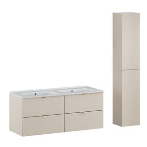 Imagine Set mobilier baie Dalia Cashmere Lava 120 cm , dulap inalt si masca dubla lavoar, Comad, PAL, casmir