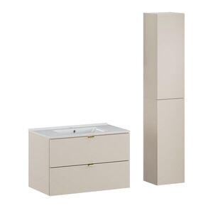 Imagine Set mobilier baie Dalia Cashmere Lava 80 cm , dulap inalt si masca lavoar, Comad, PAL, casmir