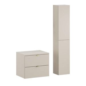 Imagine Set mobilier baie Dalia Cashmere 60 cm HC, dulap inalt si masca lavoar, Comad, PAL, casmir