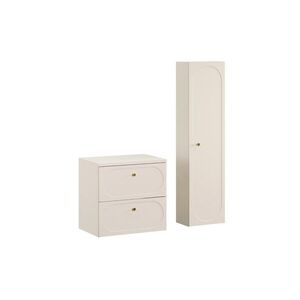 Imagine Set mobilier baie Donna Sand 60 cm, dulap inalt si masca lavoar, Comad, MDF/PAL, bej nisip