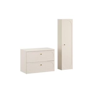 Imagine Set mobilier baie Donna Sand 80 cm, dulap inalt si masca lavoar, Comad, MDF/PAL, bej nisip