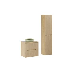 Imagine Set mobilier baie Nordic Cremona River 60 cm, dulap inalt si masca cu lavoar, Comad, MDF/PAL, stejar