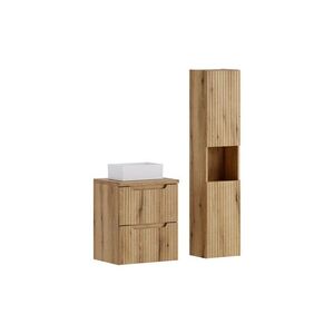 Imagine Set mobilier baie Nova Coast Evoke Gaja 50 cm, dulap inalt si masca cu lavoar, Comad, MDF/PAL, stejar