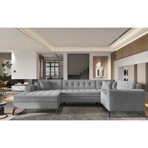 Imagine Coltar extensibil stanga 5 locuri ELTAP, MON-LT-03NU, Montez, 340x180x93 cm, lemn/poliester, gri deschis
