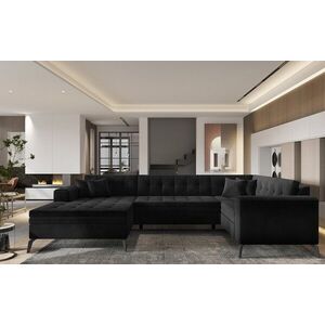 Imagine Coltar extensibil stanga 5 locuri ELTAP, MON-LT-10LU, Montez, 340x180x93 cm, lemn/poliester, negru
