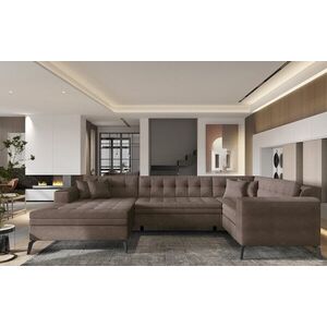 Imagine Coltar extensibil stanga 5 locuri ELTAP, MON-LT-22PO, Montez, 340x180x93 cm, lemn/poliester, maro