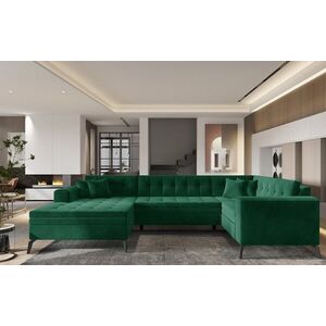 Imagine Coltar extensibil stanga 5 locuri ELTAP, MON-LT-35LU, Montez, 340x180x93 cm, lemn/poliester, verde inchis