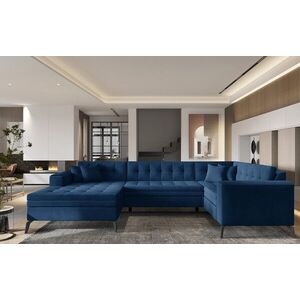 Imagine Coltar extensibil stanga 5 locuri ELTAP, MON-LT-40NU, Montez, 340x180x93 cm, lemn/poliester, albastru inchis