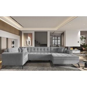 Imagine Coltar extensibil dreapta 5 locuri ELTAP, MON-RT-03NU, Montez, 340x180x93 cm, lemn/poliester, gri deschis
