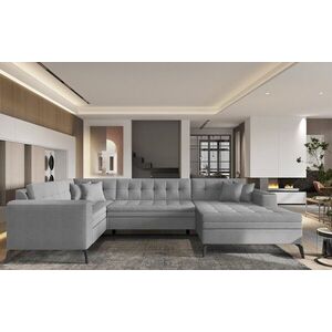 Imagine Coltar extensibil dreapta 5 locuri ELTAP, MON-RT-04FL, Montez, 340x180x93 cm, lemn/poliester, gri deschis