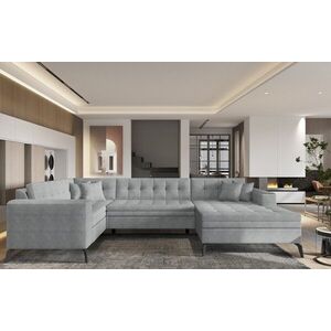 Imagine Coltar extensibil dreapta 5 locuri ELTAP, MON-RT-04GO, Montez, 340x180x93 cm, lemn/poliester, gri deschis