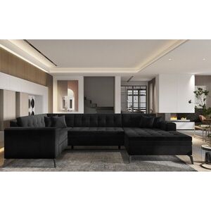 Imagine Coltar extensibil dreapta 5 locuri ELTAP, MON-RT-10LU, Montez, 340x180x93 cm, lemn/poliester, negru