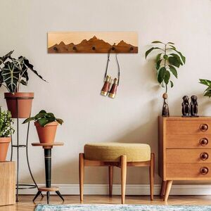 Imagine Cuier de perete din lemn, Mountain 4, Lățime: 60 cm Înălțime: 14 cm Adâncime: 5 cm, Nuc / Natural