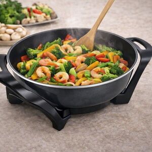 Imagine Tigaie electrica Wok, Beper, 1500W, 33 cm, ceramica, negru