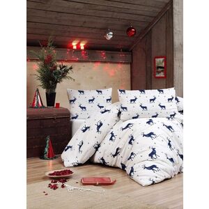 Imagine Lenjerie de pat pentru o persoana Single XXL (DE), L'essentiel Maison, Geyik, 65% bumbac/35% poliester, Albastru inchis/Alb
