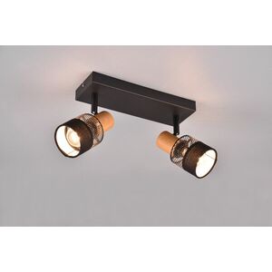 Imagine Plafoniera Nandini, TRIO, 38.5x8.5x17 cm, 10W, 2x E14, metal, negru mat/natur