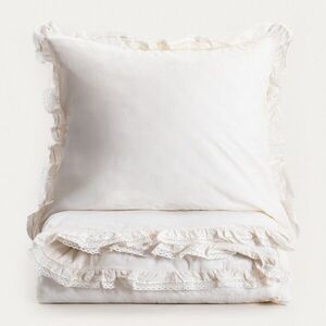 Imagine Lenjerie de pat King Size, Moises, Homla, 200x220 cm, 3 piese, bumbac, ecru