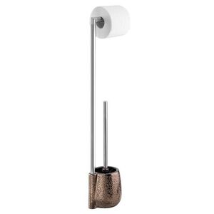 Imagine Suport hartie igienica si perie toaleta, Wenko, Marrakesh, 15 x 72 x 10.5 cm, inox/ceramica, maro