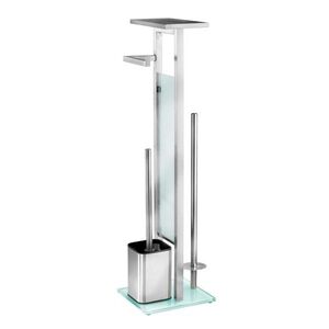 Imagine Suport hartie igienica si perie toaleta, Wenko, Debar, 21 x 70 x 5 x 18 cm, inox/sticla