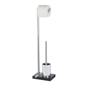 Imagine Suport hartie igienica si perie toaleta, Wenko, Noble Black, 20 x 74 x 15 cm, inox/polirasina