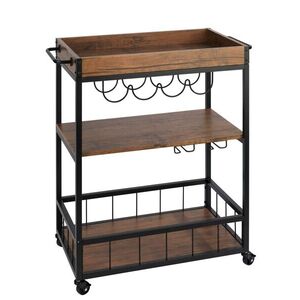 Imagine Carucior catering cu 3 rafturi, Wenko, Rustico, 80 x 89.5 x 40 cm, metal/MDF