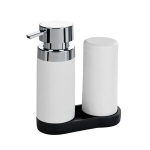 Imagine Set 2 dozatoare sapun/detergent lichid, Wenko, Easy Squeez-e, 250 ml, 15 x 18 x 7 cm, polirasina/silicon, alb