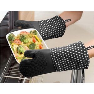 Imagine Set 2 manusi de bucatarie, Wenko, 18 x 5 x 37.5 cm, silicon/textil, negru