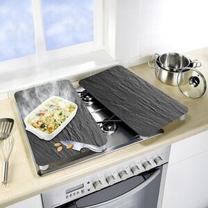 Imagine Set 2 protectii universale pentru aragaz Slate XL, Wenko, 1.8 x 40 x 52 cm, gri