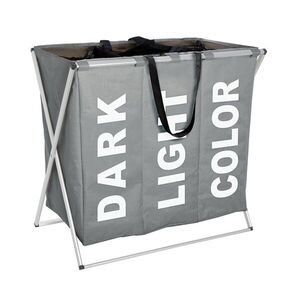 Imagine Cos de rufe cu 3 compartimente, Wenko, Trio, 129 L, 63 x 57 x 38 cm, poliester/aluminiu, gri