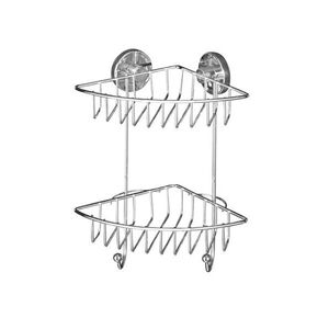 Imagine Polita de colt pentru baie, Wenko, Bari Vacuum-Loc®, 22.5 x 29.5 x 16 cm, inox