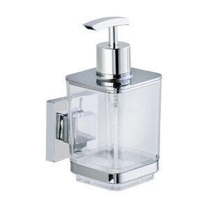 Imagine Dozator sapun lichid cu suport autoadeziv, Wenko, Quadro Vacuum-Loc®, 7.5 x 16 x 10 cm, inox/plastic