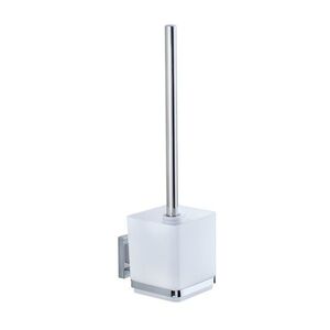 Imagine Perie pentru toaleta cu suport autoadeziv, Wenko, Quadro Vacuum-Loc®, 9.5 x 37 x 12.5 cm, inox/plastic