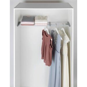 Imagine Raft extensibil pentru dulapuri, Wenko, Telescopic Clamp-In, 70-120 x 23 x 3 cm, aluminiu/plastic, gri