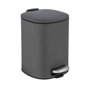 Imagine Cos de gunoi, Wenko, Alassio, 20.5 x 24.5 x 27 cm, 5 L, inox/polipropilena, gri/negru