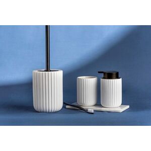 Imagine Perie pentru toaleta cu suport Belluno, Wenko, 11.5x42 cm, ceramica/inox, alb/negru