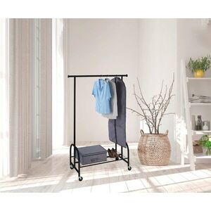 Imagine Suport mobil pentru haine, Wenko, Profi Black, 121 x 52 x 185 cm, metal/polipropilena, negru