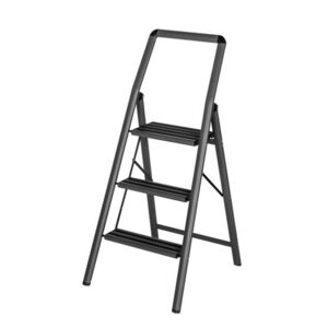 Imagine Scara pliabila cu 3 trepte, Wenko, Compact, 6 x 114.5 x 48 cm, aluminiu/plastic, gri