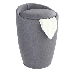 Imagine Taburet baie, Wenko, Candy Grey Linen, cos de rufe inclus, 36 x 50.5 cm, plastic/poliester, gri inchis